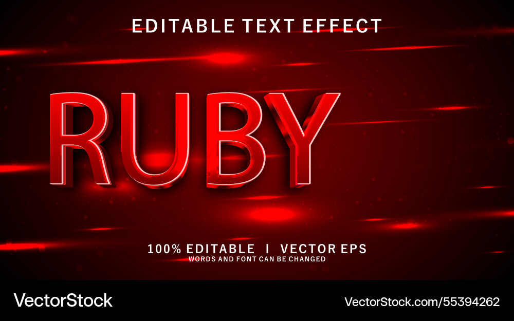 Ruby 3d text effect with modern style design Ruby 3d text effect with modern style design vector image