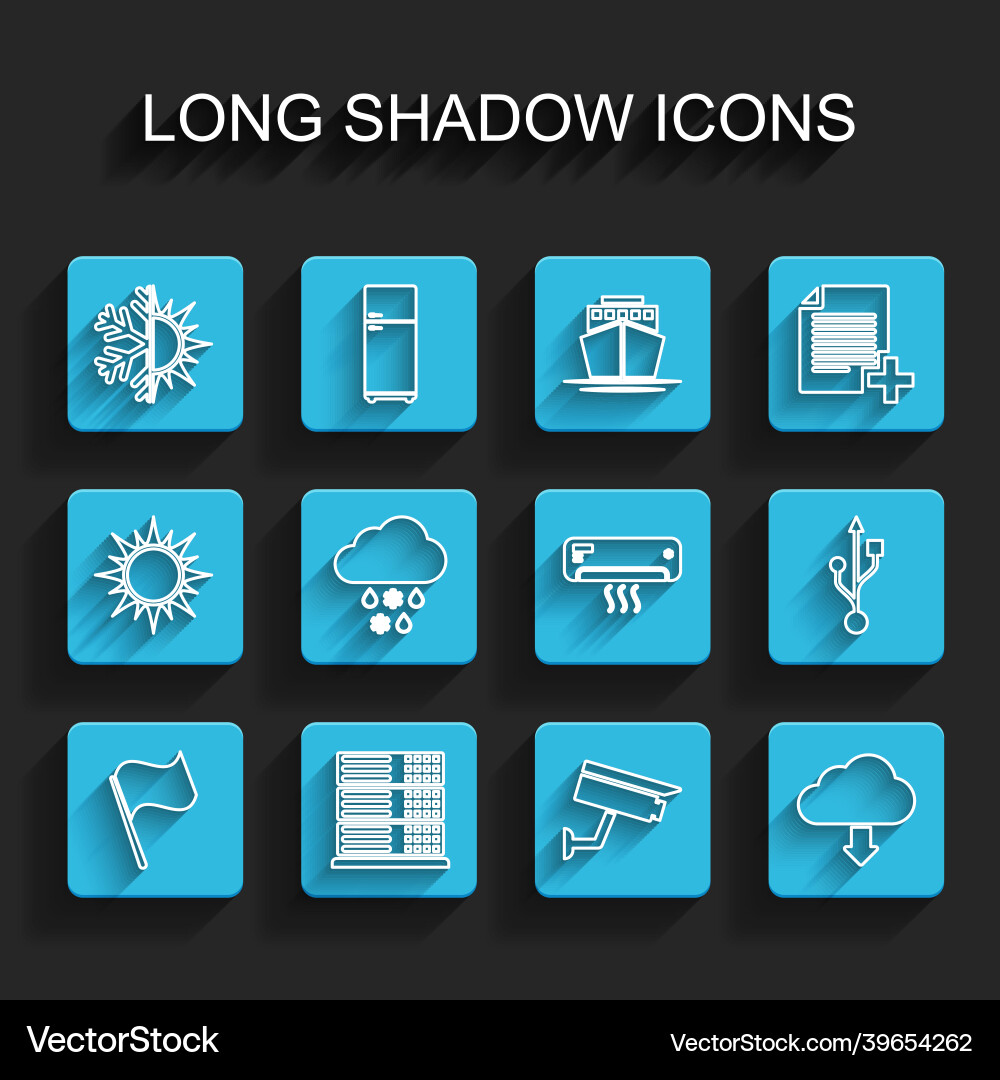 Set line flag server data web hosting sun Set line flag server data web hosting sun vector image