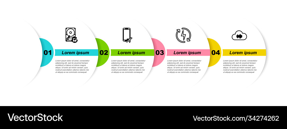 Set line hard disk drive with clockwise flight Set line hard disk drive with clockwise flight vector image