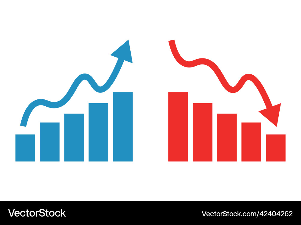 Set of ascending and decreasing graphs Set of ascending and decreasing graphs vector image