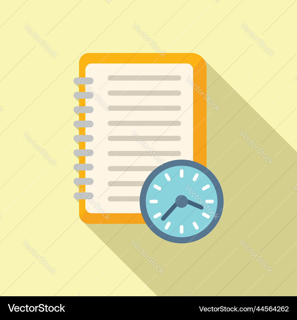Timer notebook icon flat work project Vector Image