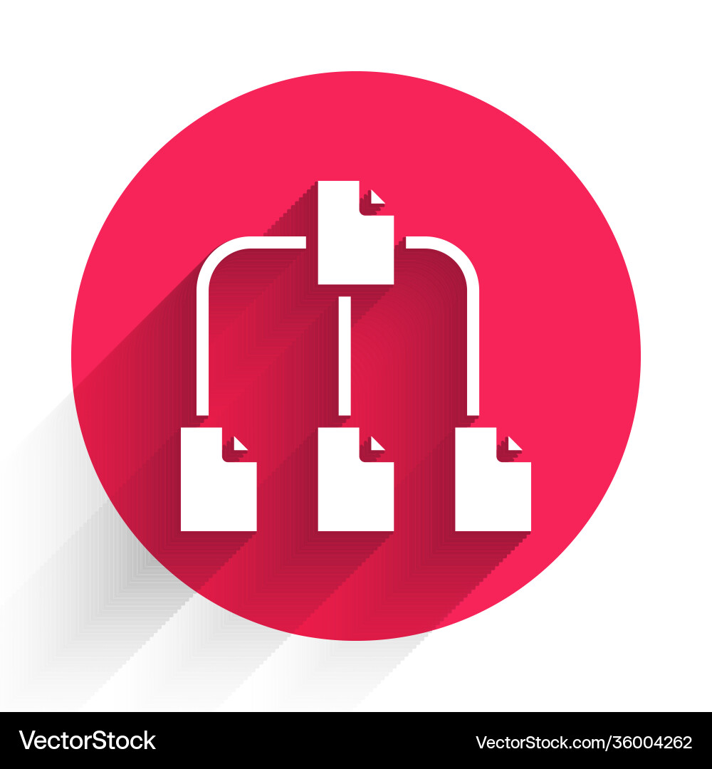 White folder tree icon isolated with long shadow White folder tree icon isolated with long shadow vector image