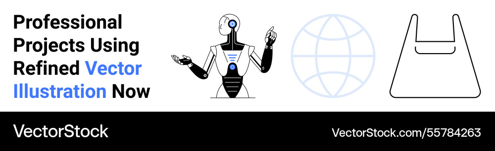 Ai robot presenting ideas with global network Ai robot presenting ideas with global network Vector Image