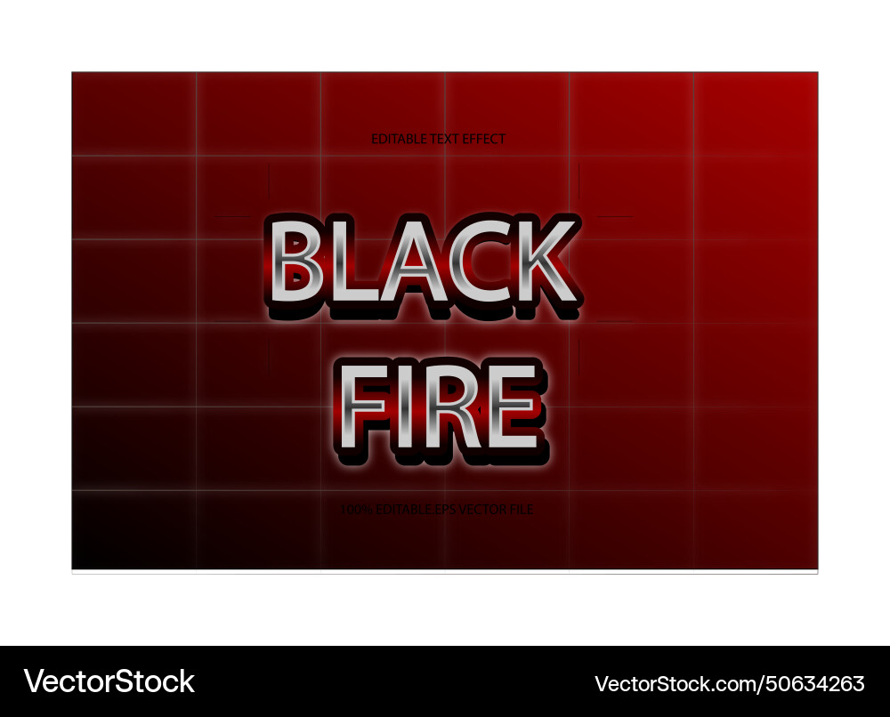 Black fire editable text effect emboss gradient Vector Image