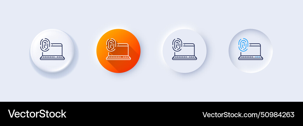 Computer fingerprint line icon finger print scan Computer fingerprint line icon finger print scan Vector Image