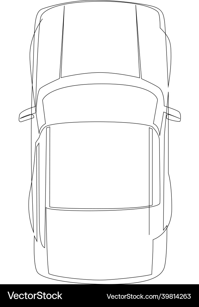 Continuous line drawing of a simple car above view Continuous line drawing of a simple car above view vector image