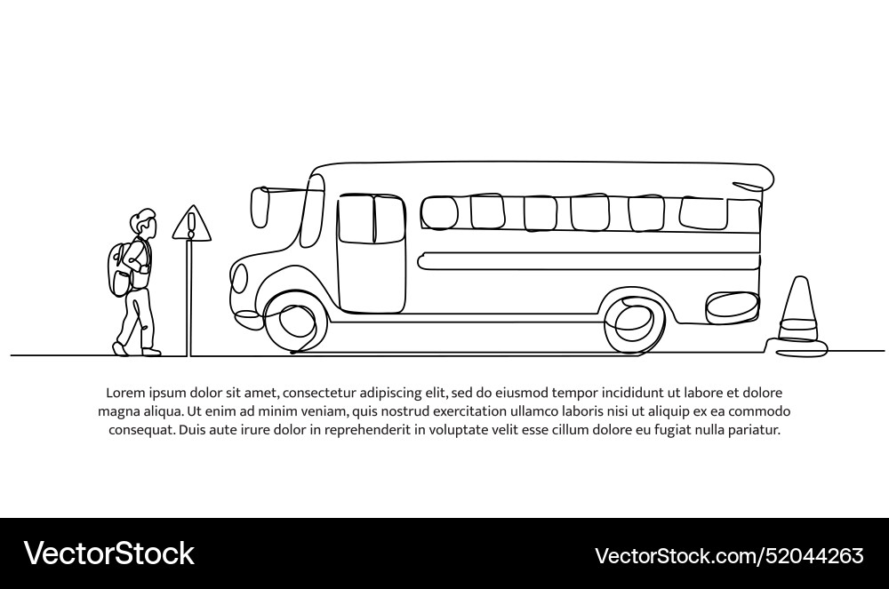 Continuous one line design of school pick-up bus Continuous one line design of school pick-up bus vector image