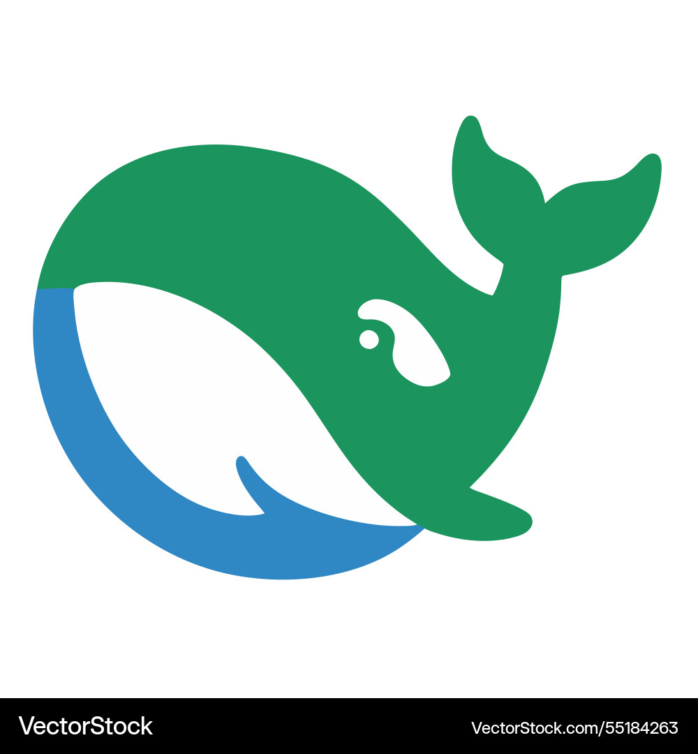 Deepseek ai logo icon abstract whale in blue Vector Image