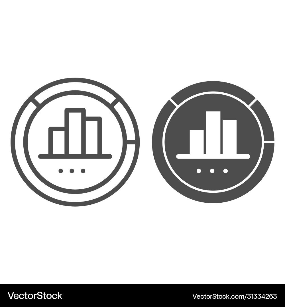 Diagrams circle and histogram line solid icon Diagrams circle and histogram line solid icon Vector Image