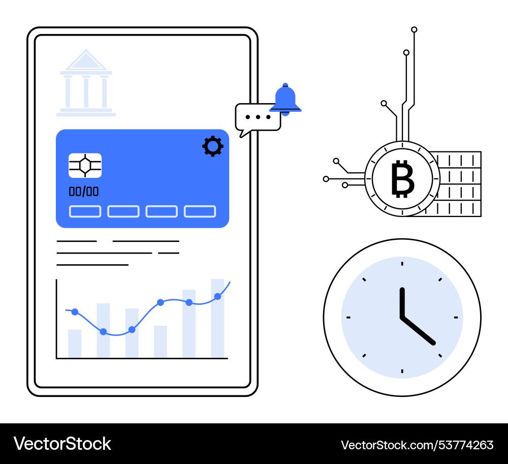 Digital wallet interface with cryptocurrency Vector Image