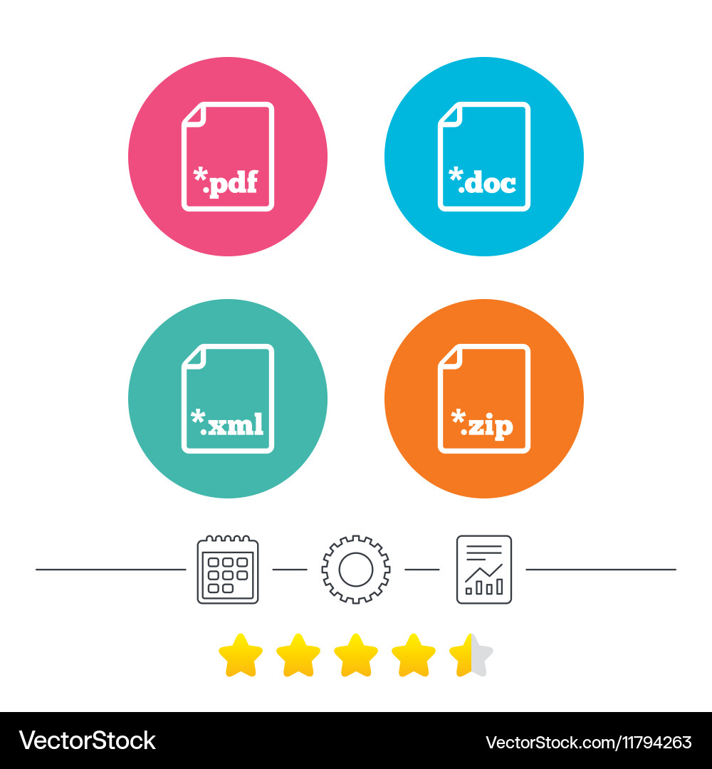 Document signs file extensions symbols vector image