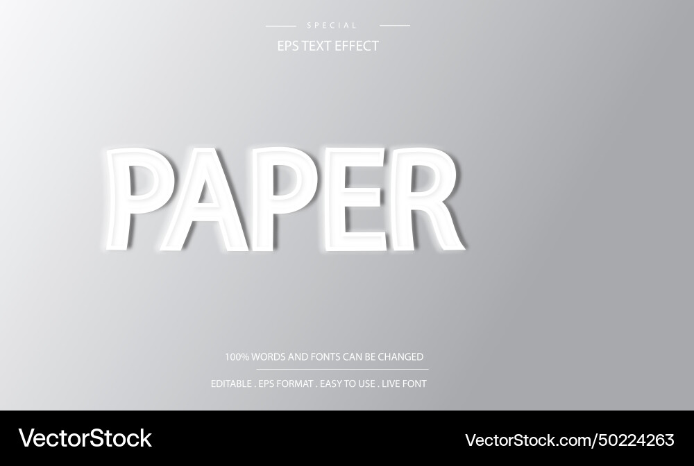 Editable text effect paper style Editable text effect paper style vector image