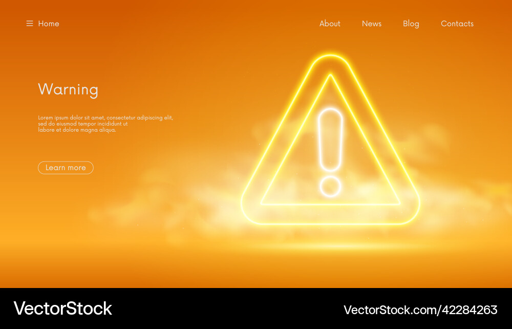 Glowing warning sign exclamation mark in triangle Vector Image