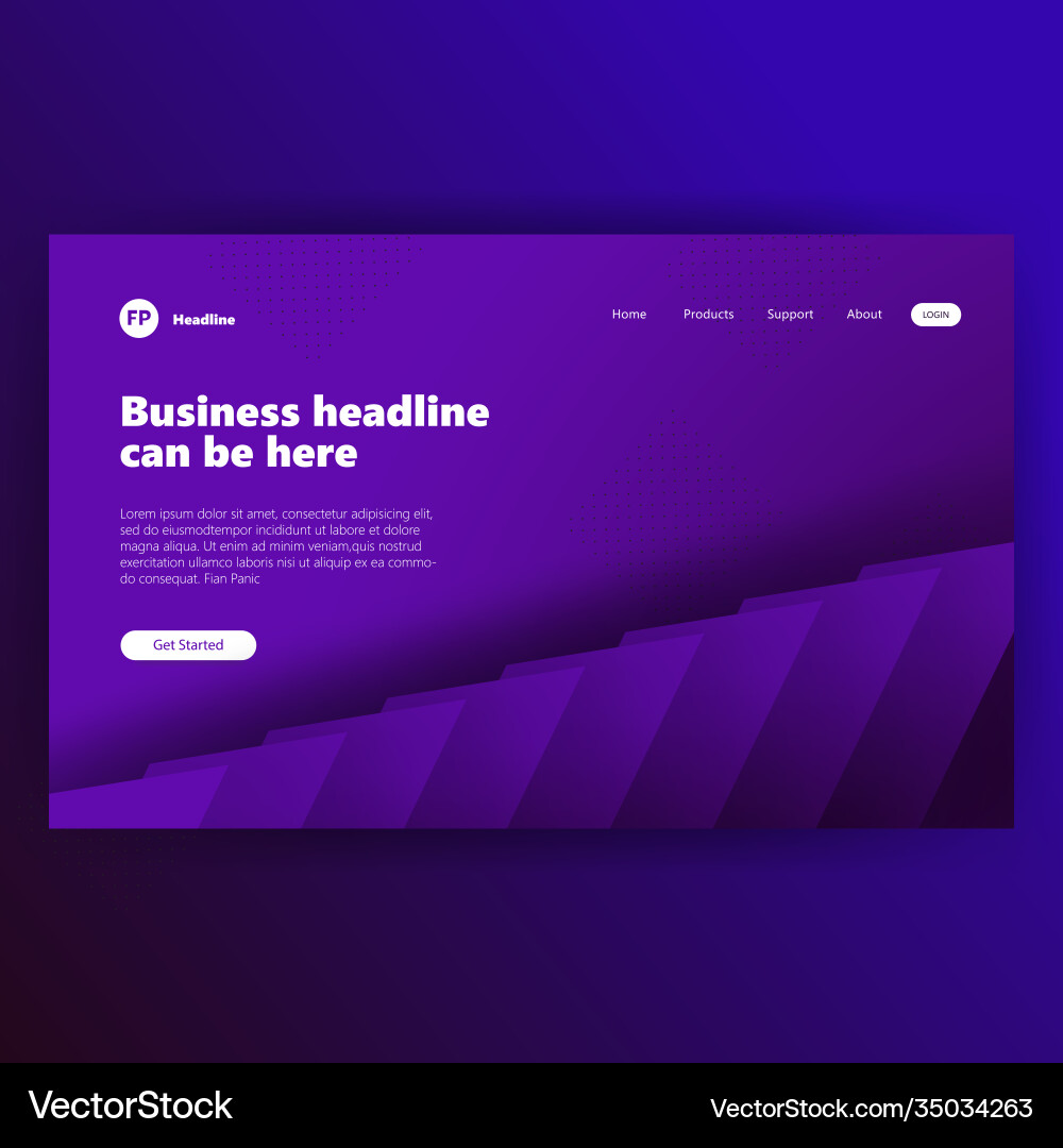 Landing page template with gradient modern webpage Vector Image