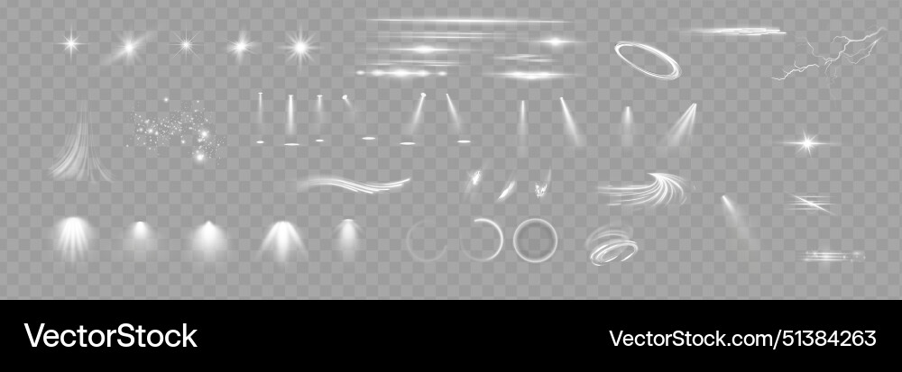 Light effect set glow isolated white transparent Vector Image
