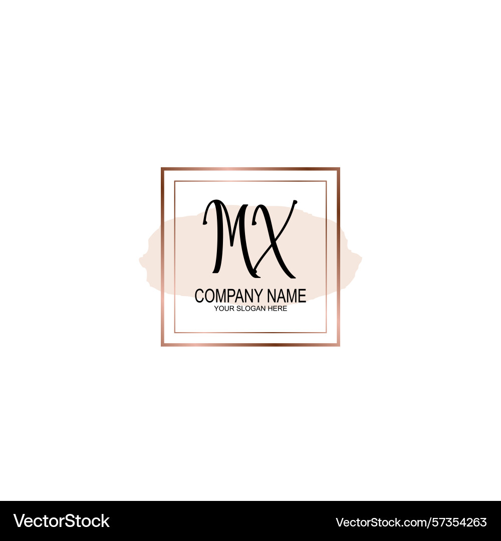 Minimalist handwritten mx initial logos with soft Vector Image