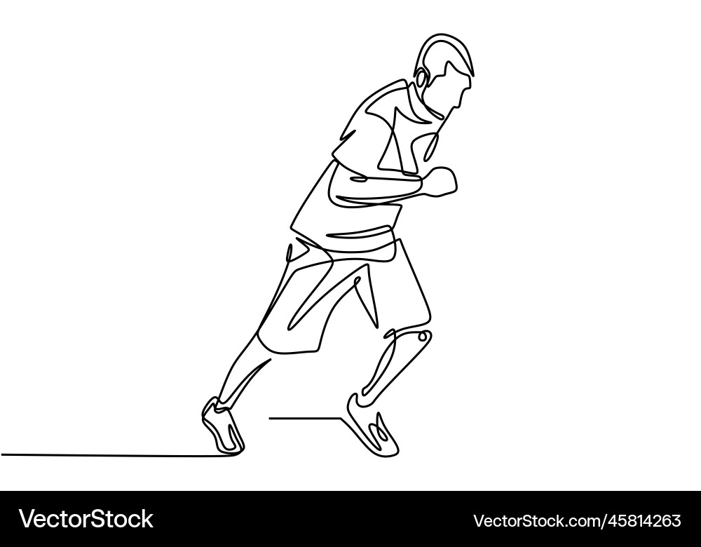 One line running man continuous drawing style vector image