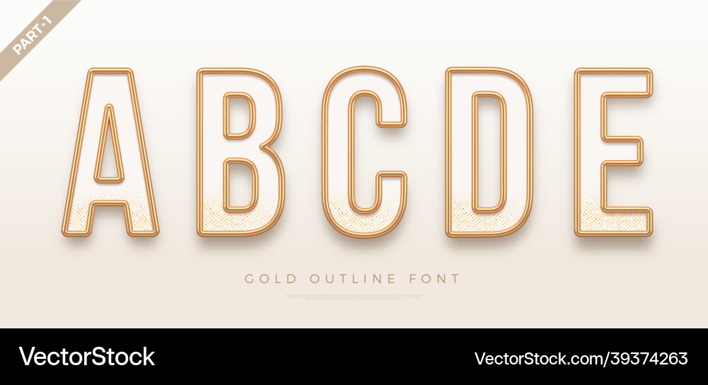 Realistic gold metal font golden outline Vector Image