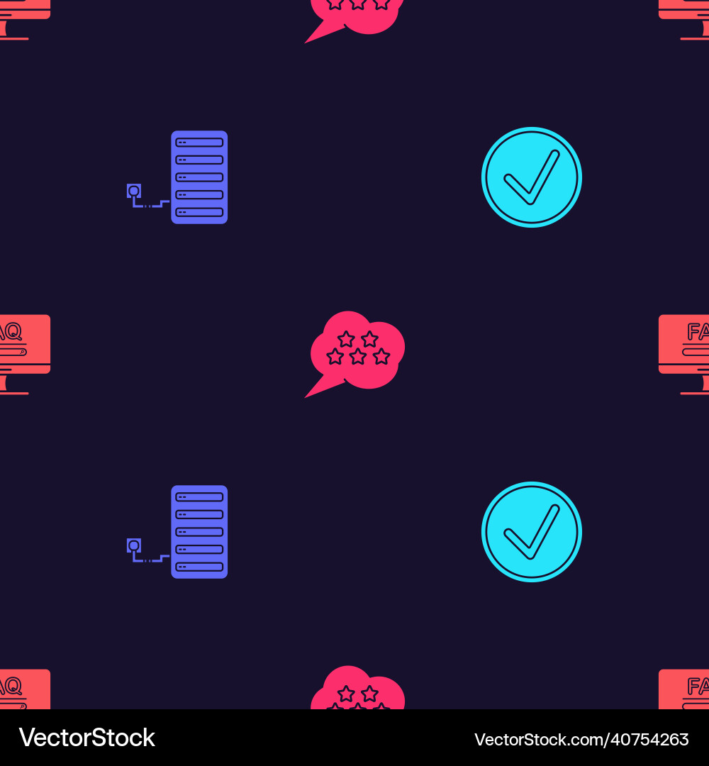 Set check mark in circle server five stars Vector Image