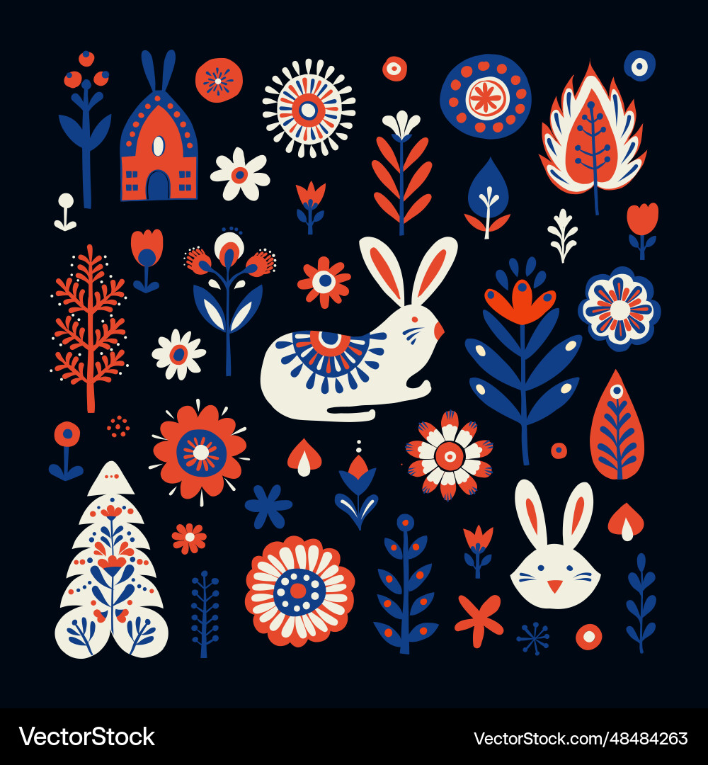 Simple minimalist scandinavian pattern with banny Simple minimalist scandinavian pattern with banny Vector Image