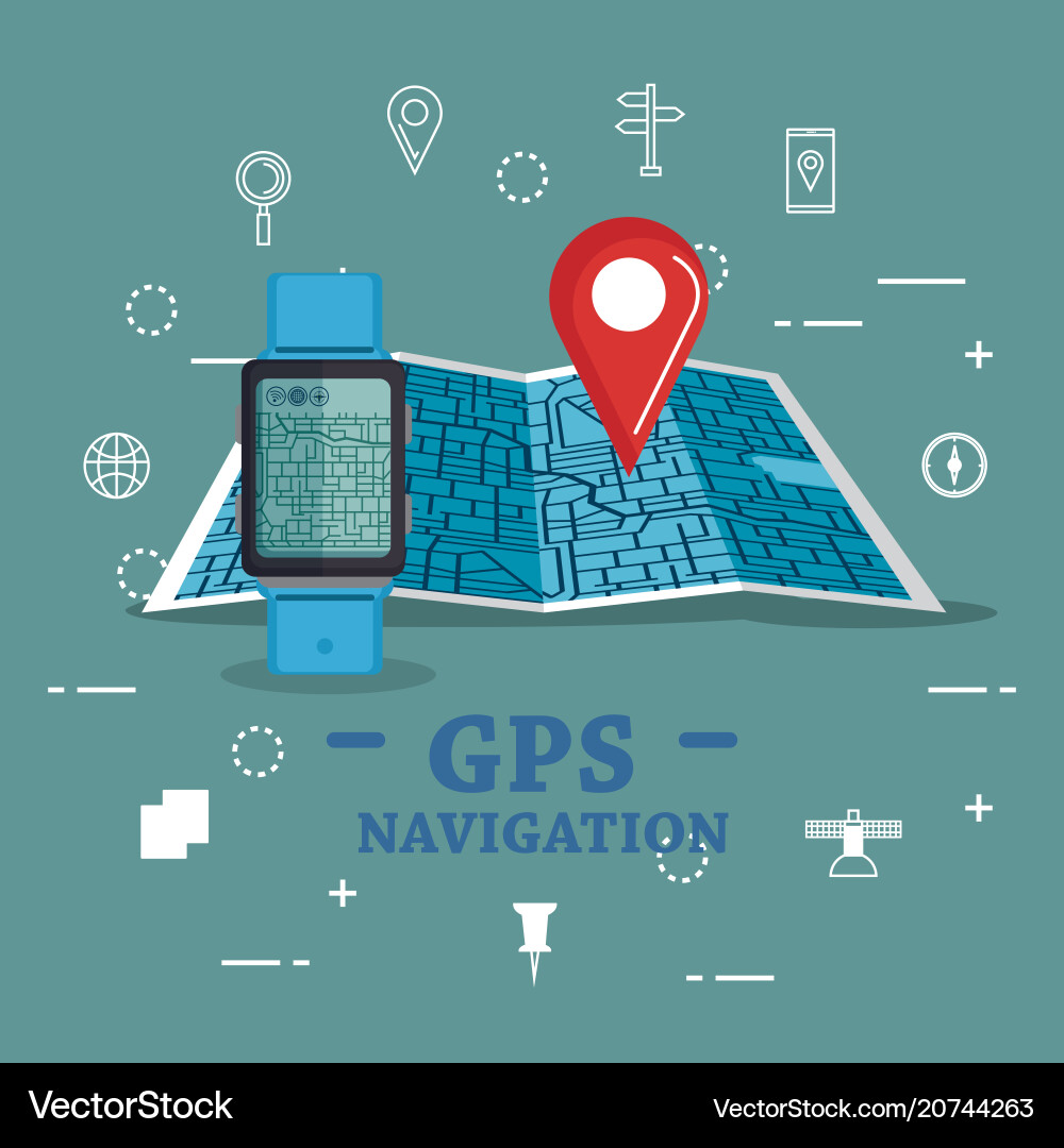 Smartwatch with gps navigation app Vector Image