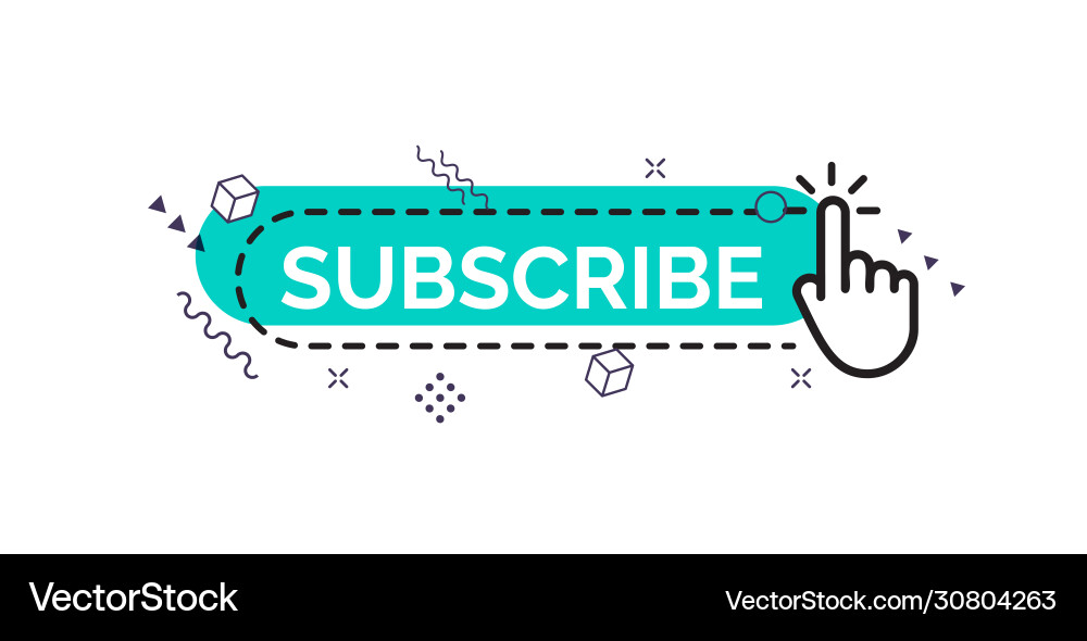Subscribe button with finger and memphis design Subscribe button with finger and memphis design vector image
