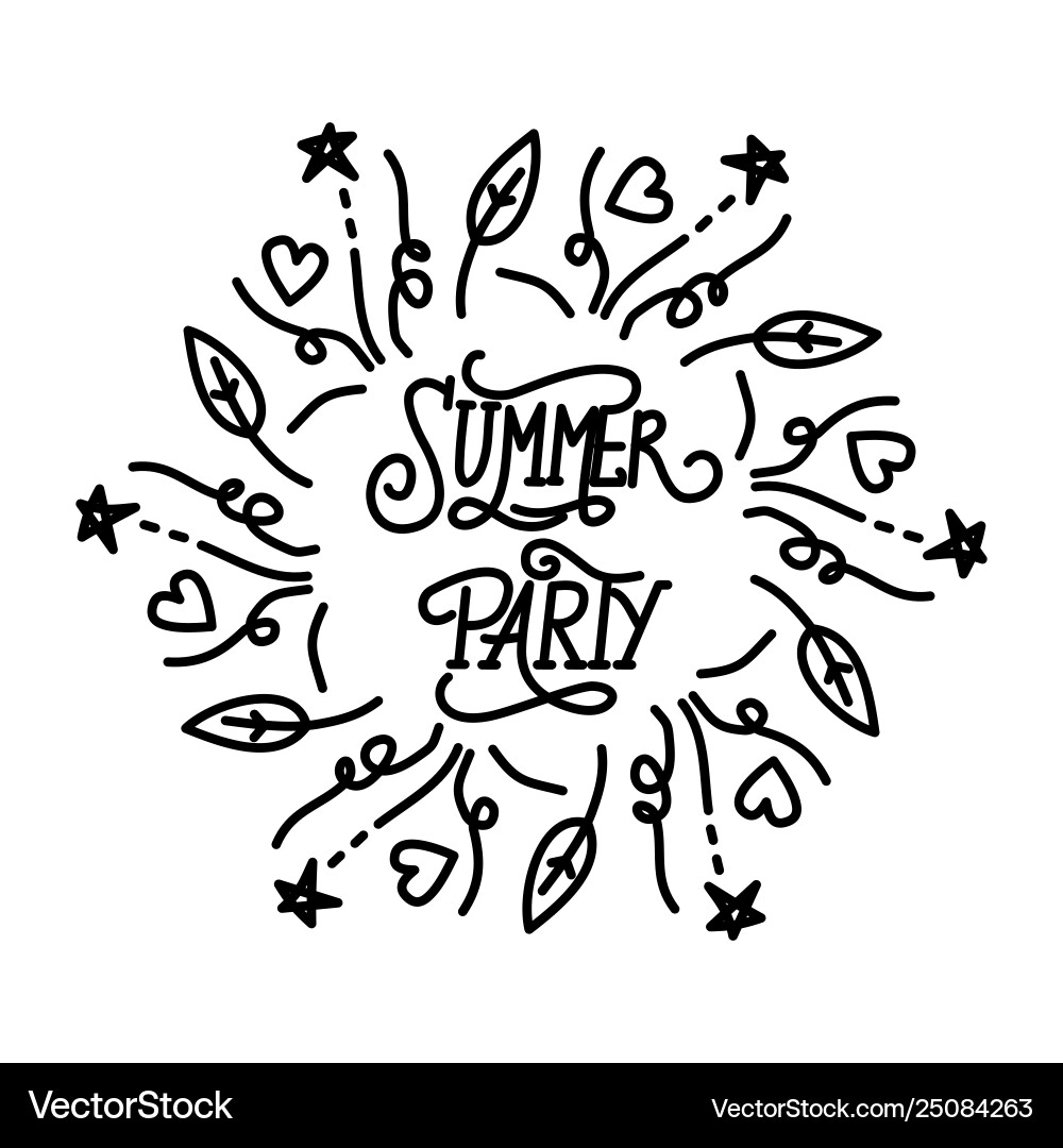 Summer party script text design template Summer party script text design template vector image