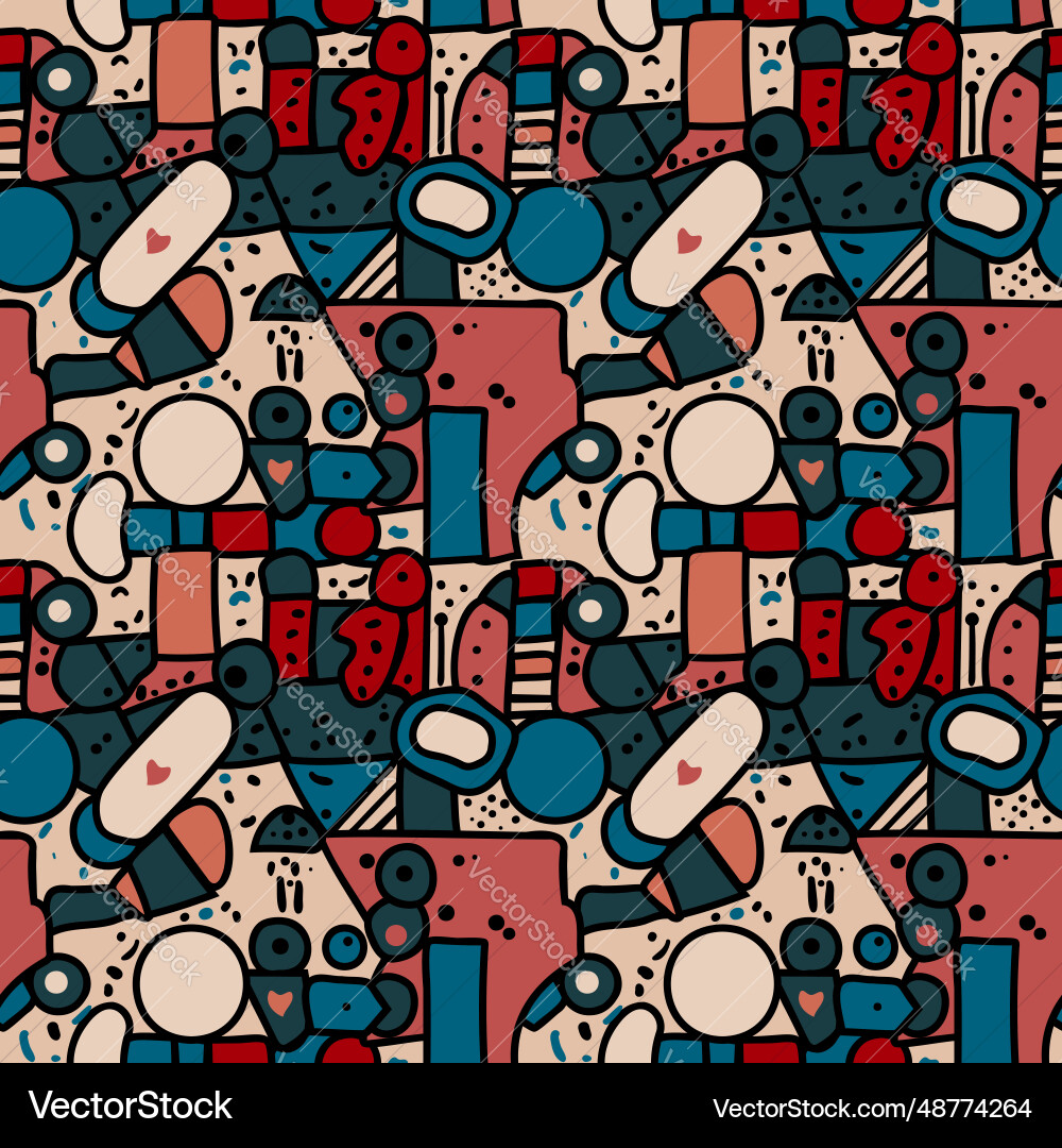 A set of seamless patterns with geometric shapes A set of seamless patterns with geometric shapes vector image
