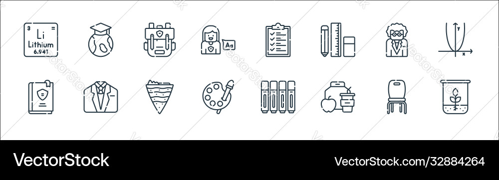 Academy line icons linear set quality Academy line icons linear set quality vector image