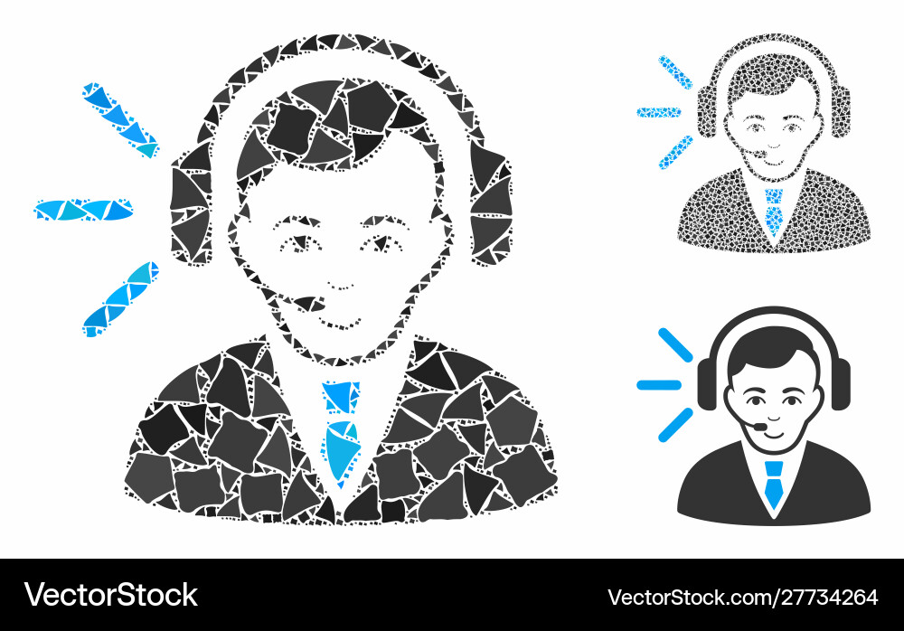 Call center operator composition icon unequal Vector Image