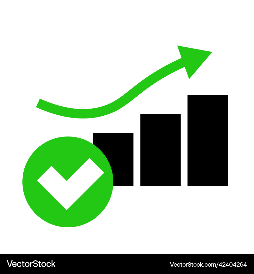 Check mark and rising bar graph icon vector image