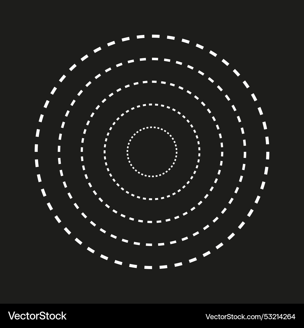 Concentric circle icon dashed circular pattern Concentric circle icon dashed circular pattern vector image