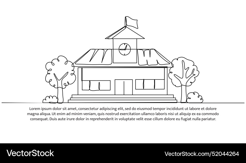 Continuous one line design of school building Vector Image