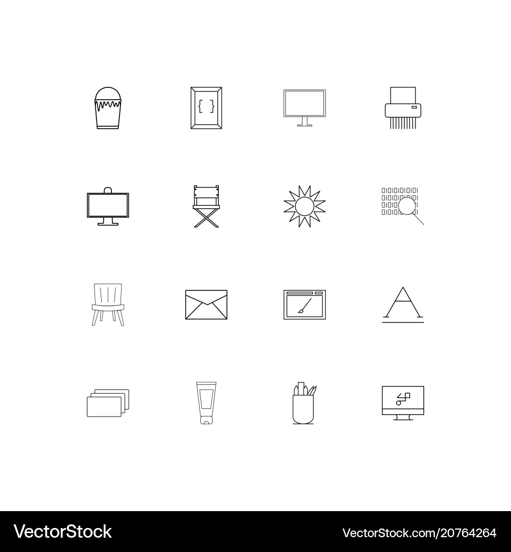 Creative process and design linear thin icons set vector image