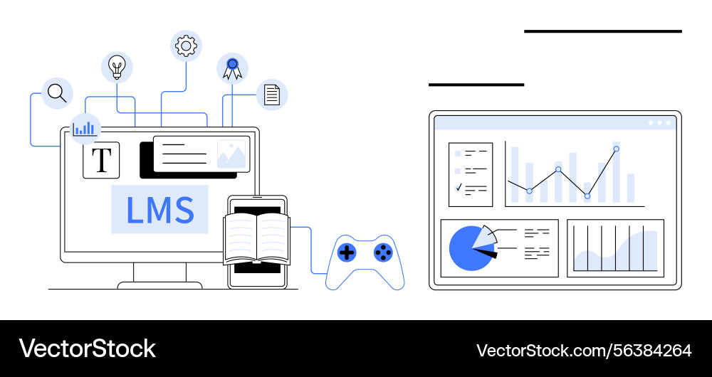 Digital learning management system with data Digital learning management system with data Vector Image