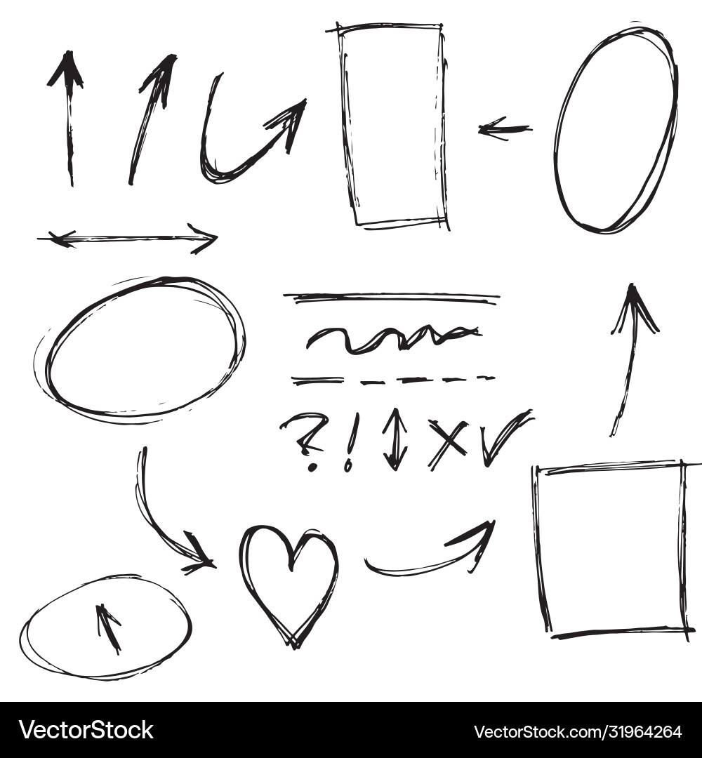 Doodle design element lines arrows check Doodle design element lines arrows check Vector Image