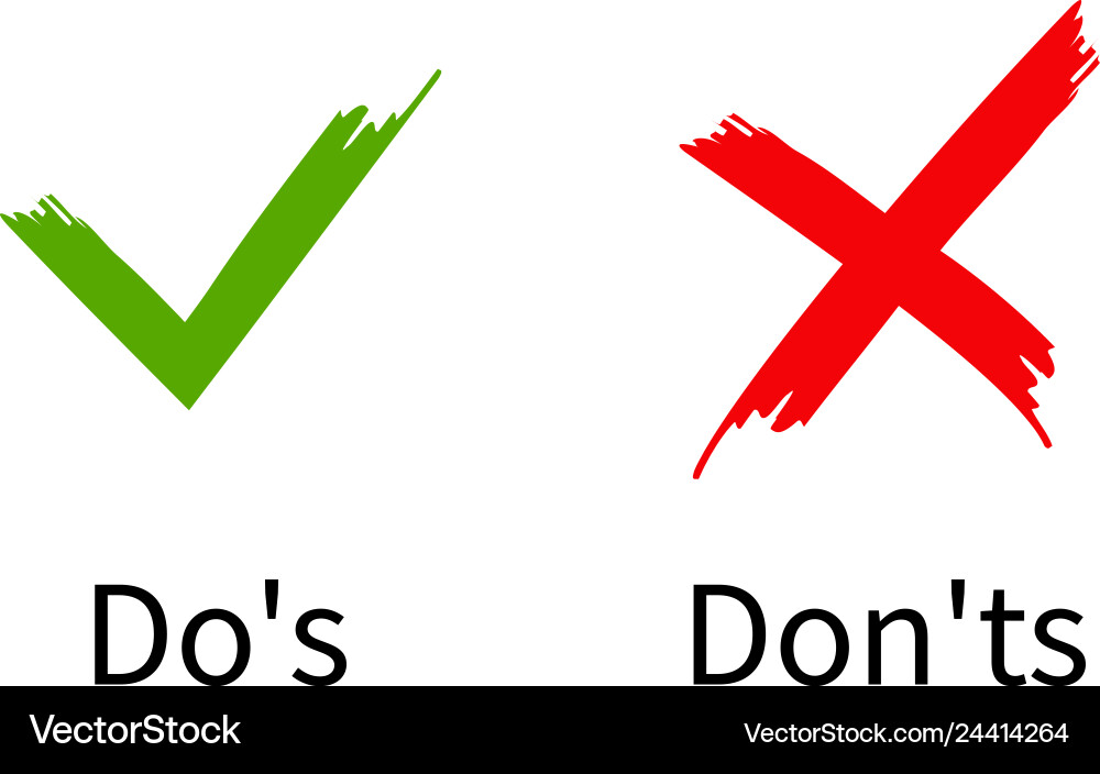 Dos and donts check mark with cross flat design Dos and donts check mark with cross flat design vector image