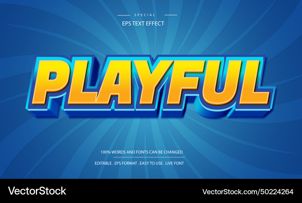 Editable text effect 3d playful style Editable text effect 3d playful style vector image