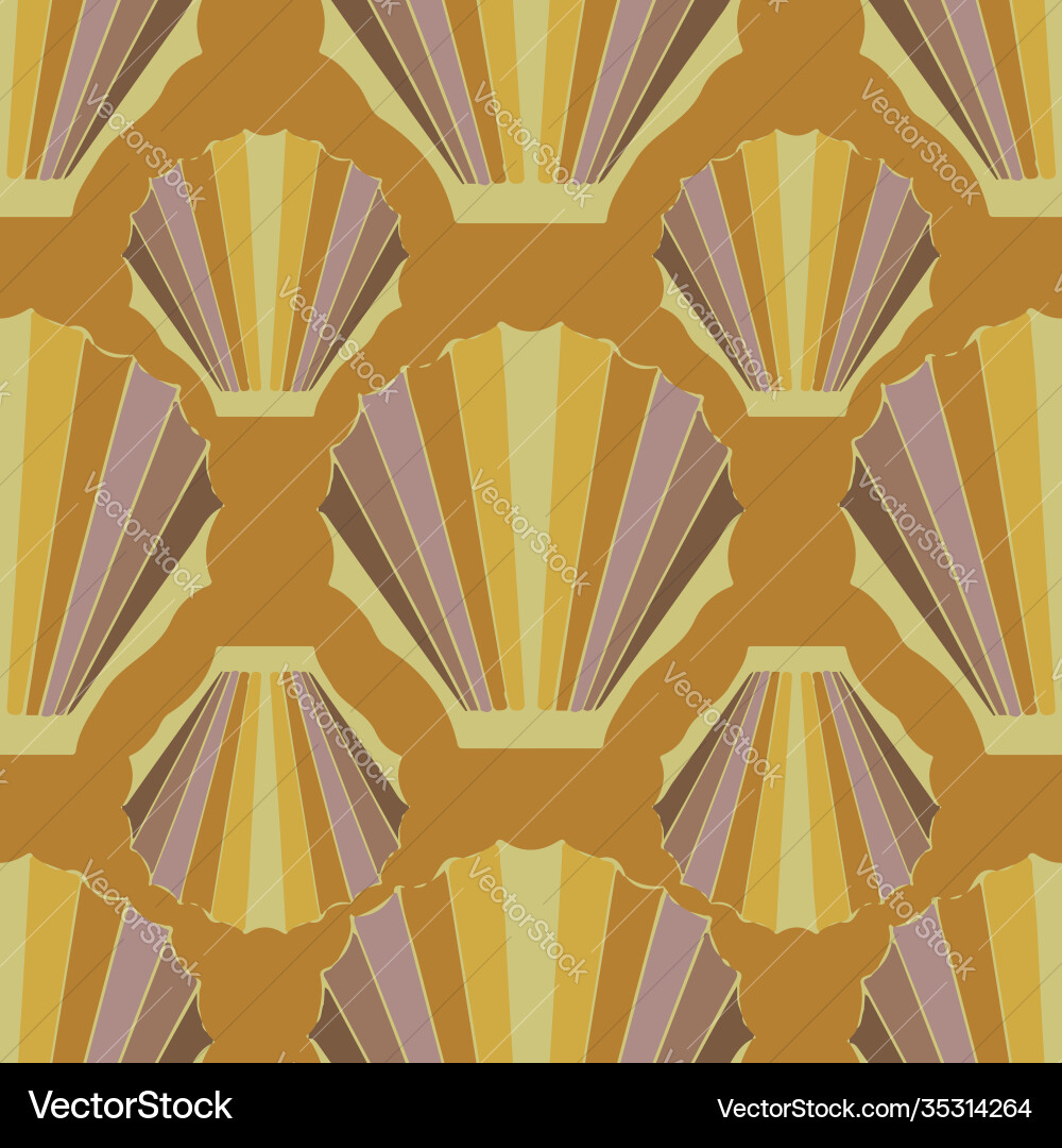 Golden shells seamless repeat pattern print Golden shells seamless repeat pattern print Vector Image