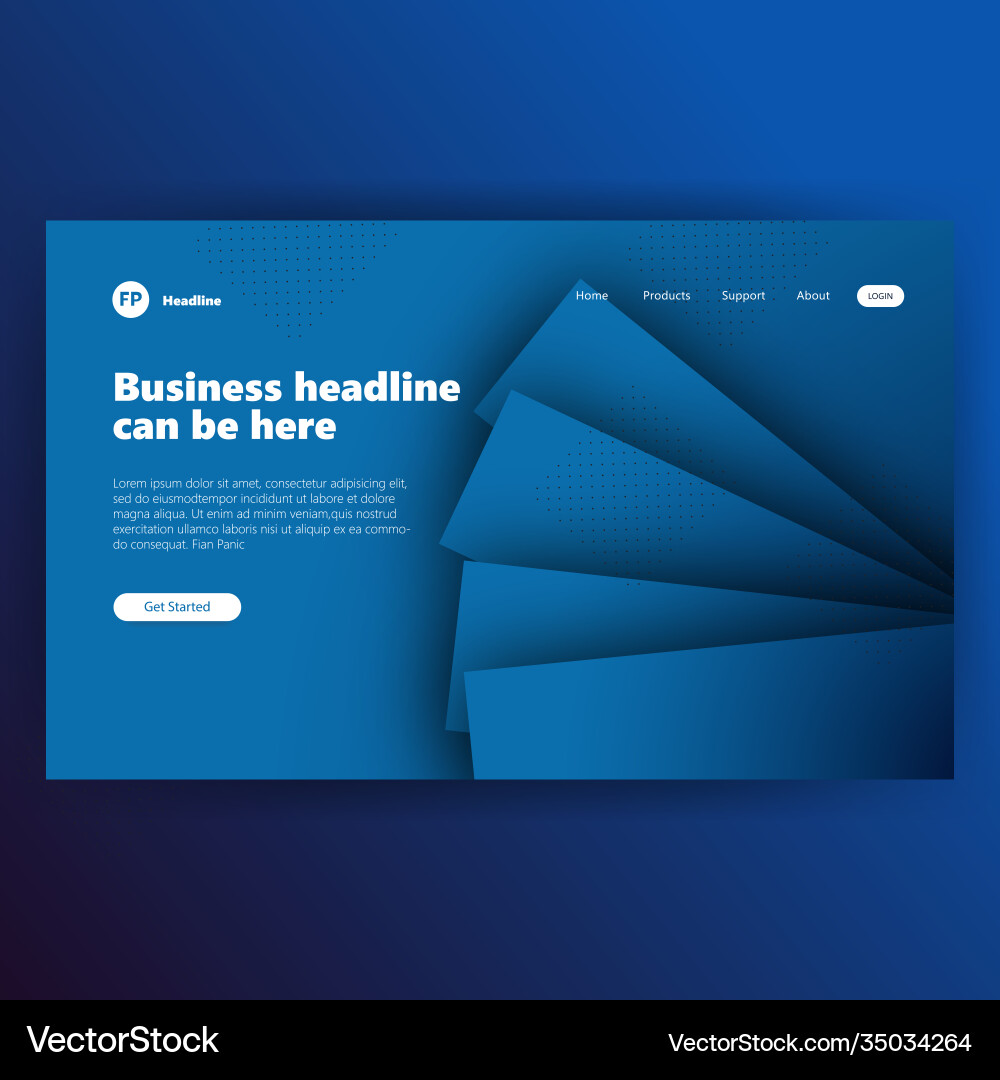 Landing page template with gradient modern webpage vector image