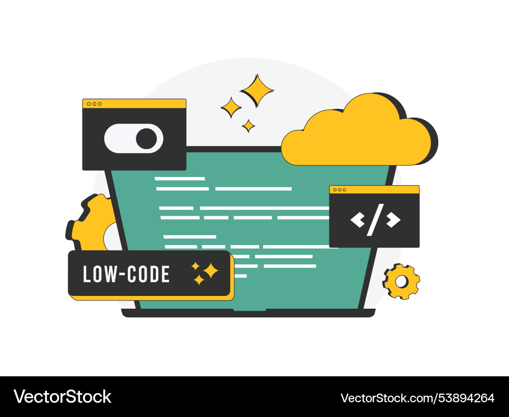 Low-code and no-code development simplify web Low-code and no-code development simplify web vector image