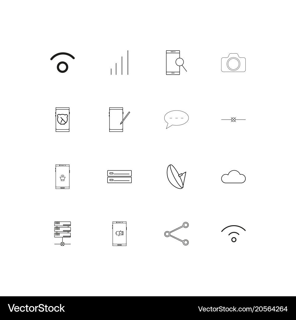 Network and database simple linear icons set vector image
