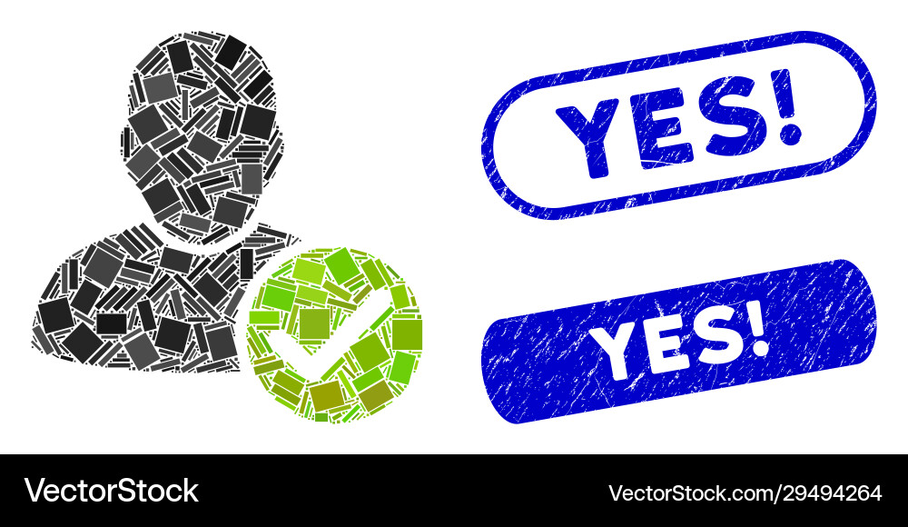 Rectangle mosaic user valid with scratched yes Rectangle mosaic user valid with scratched yes vector image