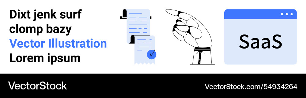 Robot hand pointing at saas documents with text vector image