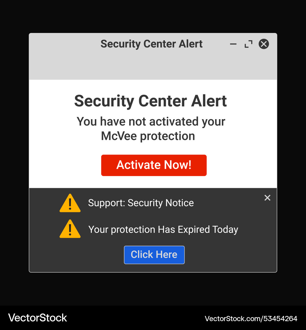 Security center alert activate desktop program Vector Image