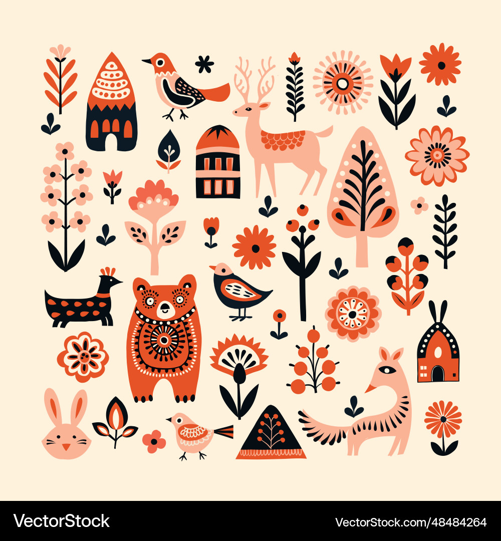 Simple minimalist scandinavian pattern with forest Simple minimalist scandinavian pattern with forest vector image