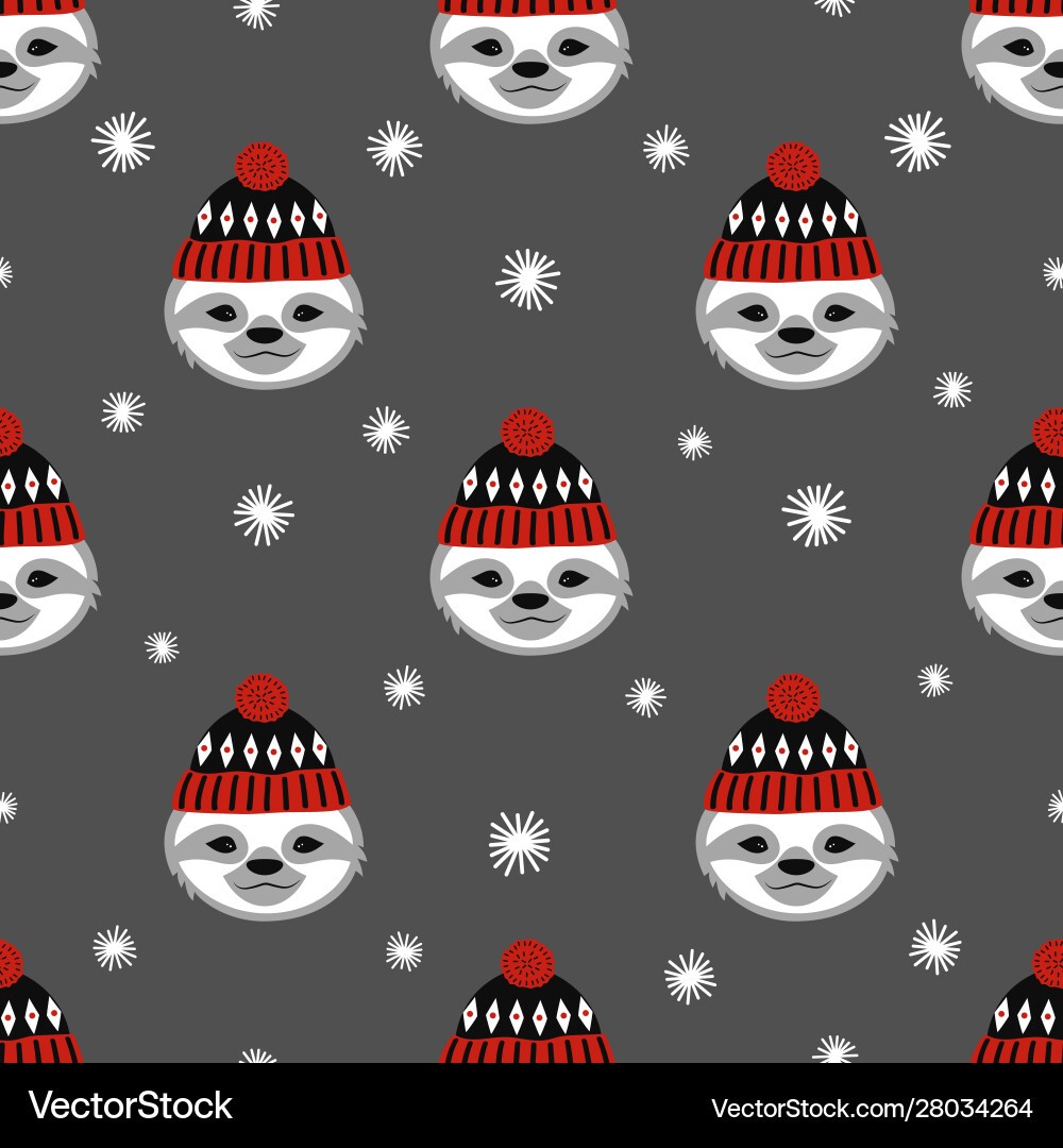 Winter pattern with sloth vector image