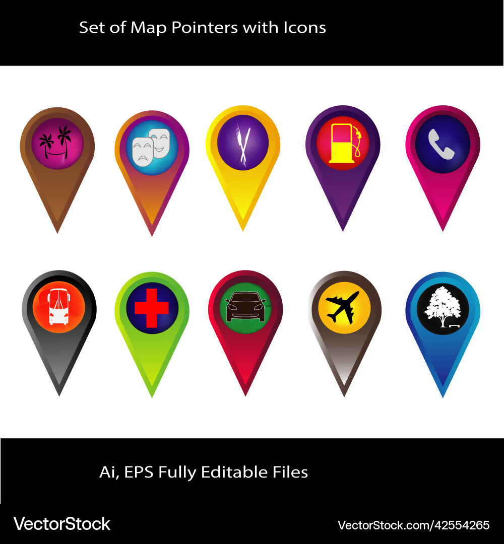 3d icons - map pointers 3d icons - map pointers vector image
