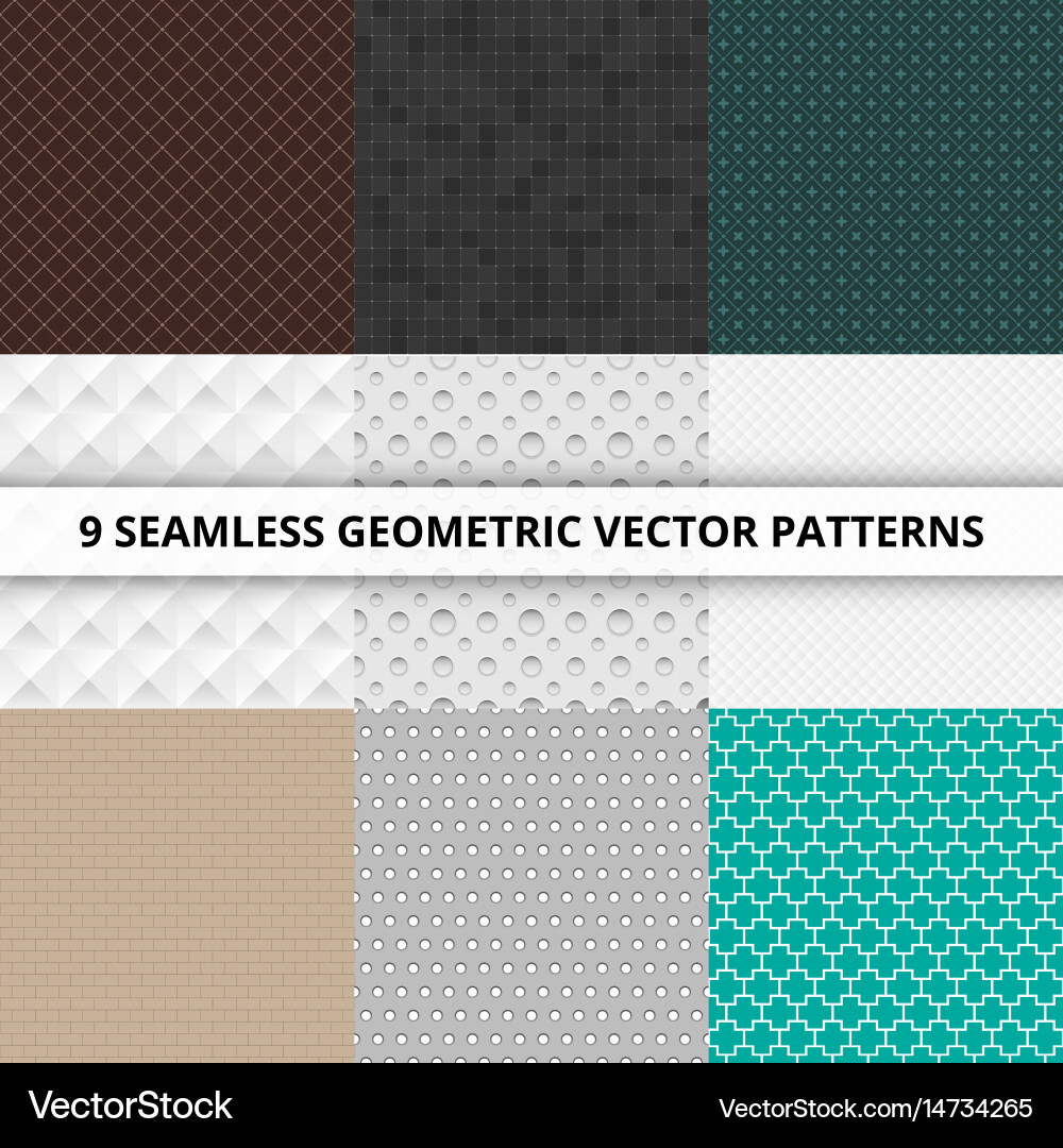 9 seamless geometric patterns abstract vector image
