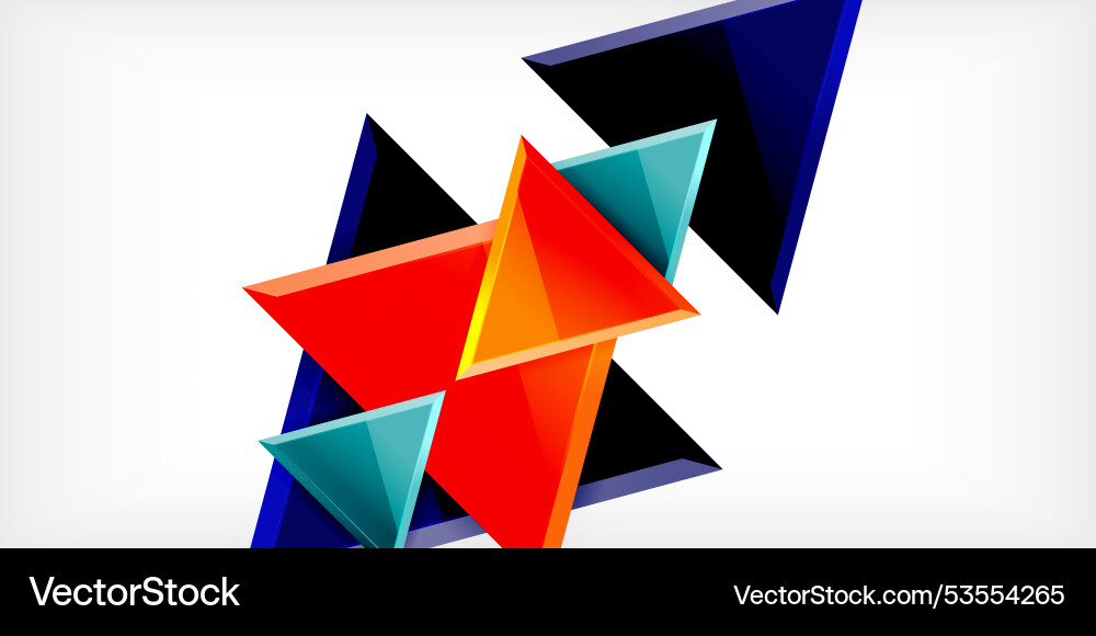 Abstract background - colorful triangles with 3d Vector Image